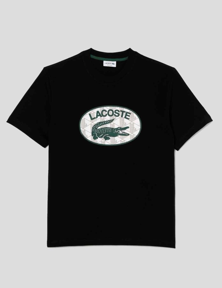 T-shirt LACOSTE regular fit monogram tee noir